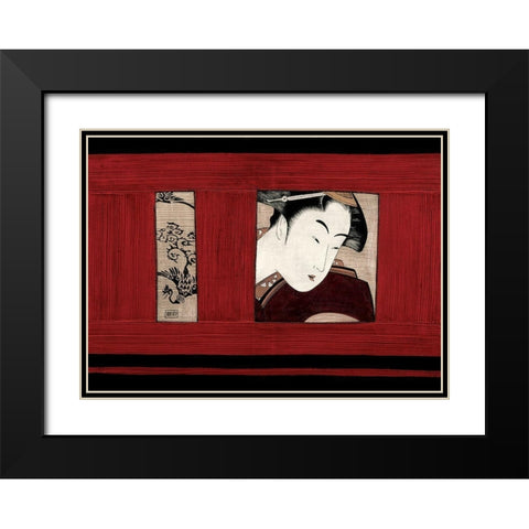La femme au dragon Black Modern Wood Framed Art Print with Double Matting by Aubert, Sylvie