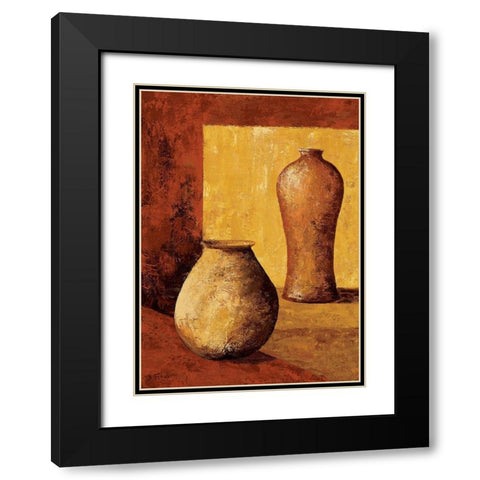 Terra cotta I Black Modern Wood Framed Art Print with Double Matting by Flaud, Beatriz