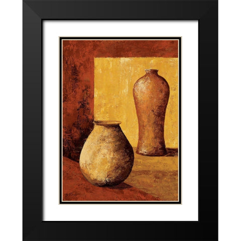 Terra cotta I Black Modern Wood Framed Art Print with Double Matting by Flaud, Beatriz