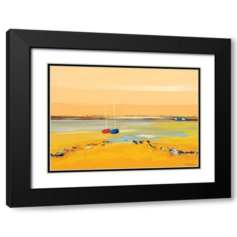 Tendrement Black Modern Wood Framed Art Print with Double Matting by Eurgal, Christian