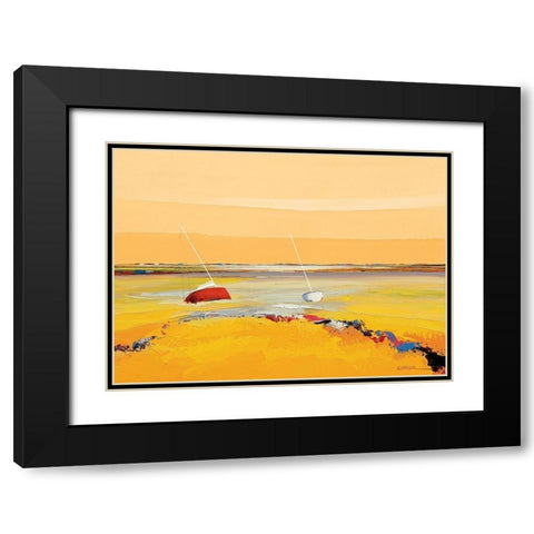Barques sur horizon Black Modern Wood Framed Art Print with Double Matting by Eurgal, Christian