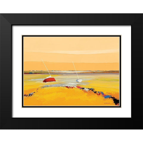 Barques sur horizon Black Modern Wood Framed Art Print with Double Matting by Eurgal, Christian
