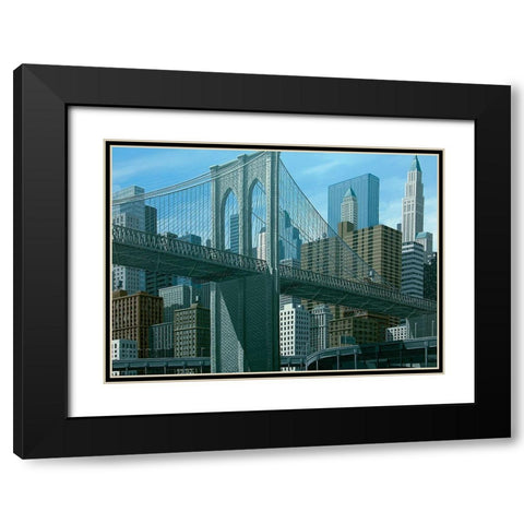 From East river Black Modern Wood Framed Art Print with Double Matting by Peyret, Eric