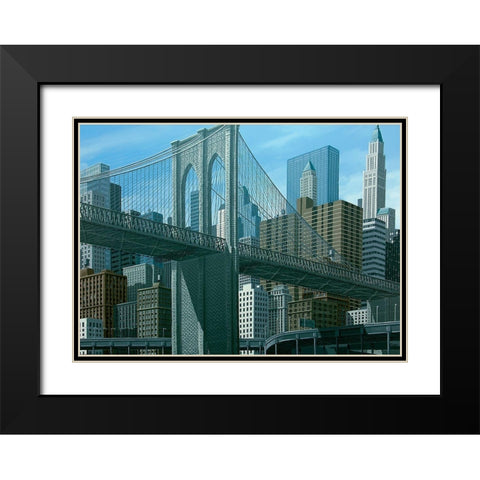 From East river Black Modern Wood Framed Art Print with Double Matting by Peyret, Eric