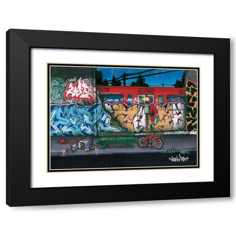 Bus II nuit Black Modern Wood Framed Art Print with Double Matting by Butch and Pea