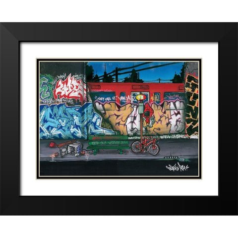 Bus II nuit Black Modern Wood Framed Art Print with Double Matting by Butch and Pea