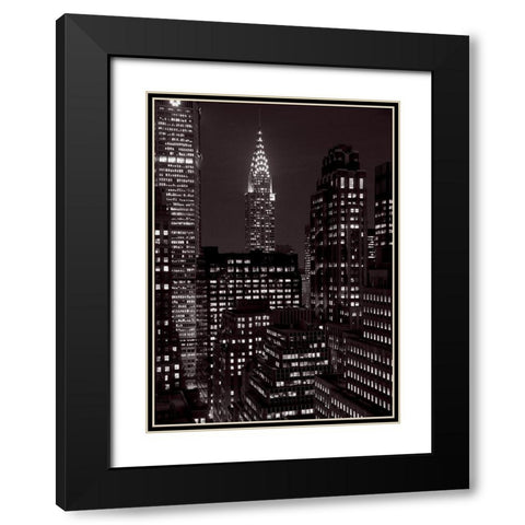 Le Chrysler Building la nuit, Manhattan Black Modern Wood Framed Art Print with Double Matting by Setboun, Michel