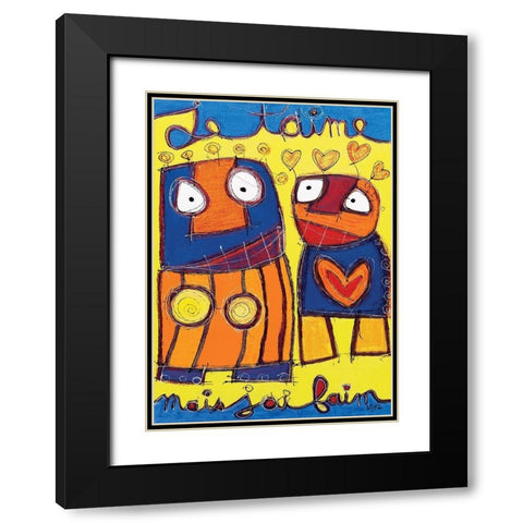 Je taime  Black Modern Wood Framed Art Print with Double Matting by Mika