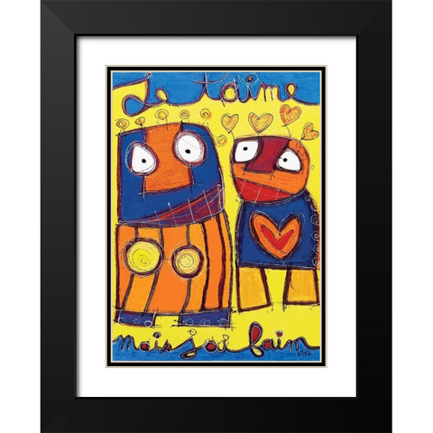Je taime  Black Modern Wood Framed Art Print with Double Matting by Mika