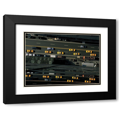 42eme Rue pres de la 5eme Avenue Black Modern Wood Framed Art Print with Double Matting by Setboun, Michel