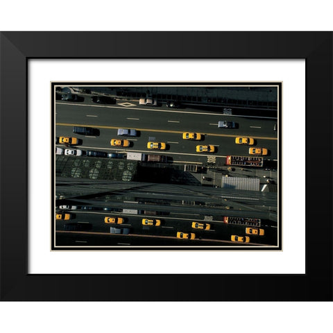 42eme Rue pres de la 5eme Avenue Black Modern Wood Framed Art Print with Double Matting by Setboun, Michel