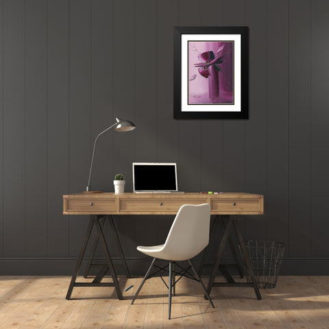 Petales Black Modern Wood Framed Art Print with Double Matting by Tramoni, Oliver