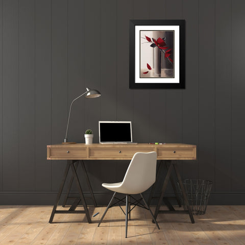 Bouquet rouge I Black Modern Wood Framed Art Print with Double Matting by Tramoni, Oliver