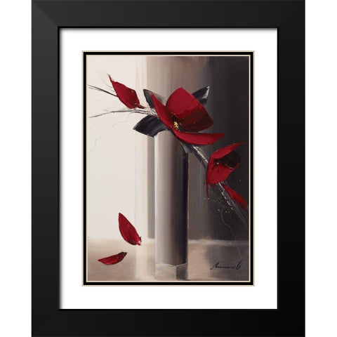 Bouquet rouge I Black Modern Wood Framed Art Print with Double Matting by Tramoni, Oliver