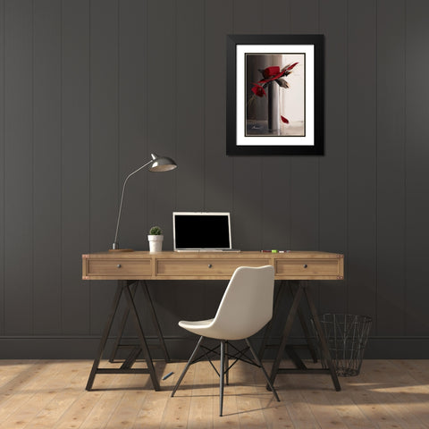 Bouquet rouge II Black Modern Wood Framed Art Print with Double Matting by Tramoni, Oliver