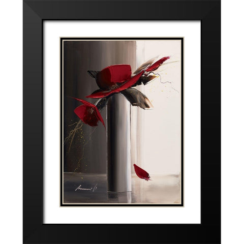 Bouquet rouge II Black Modern Wood Framed Art Print with Double Matting by Tramoni, Oliver