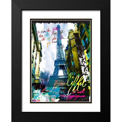 Magique Eiffel Black Modern Wood Framed Art Print with Double Matting by Kaly