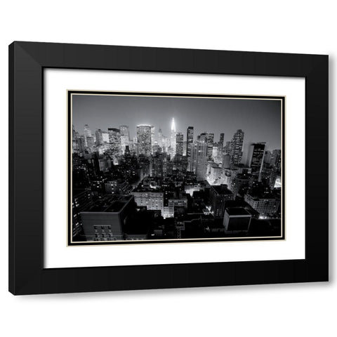Chrysler Building Manhattan Night Black Modern Wood Framed Art Print with Double Matting by Setboun, Michel
