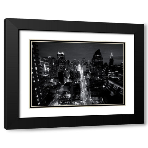 Traffic at night Black Modern Wood Framed Art Print with Double Matting by Setboun, Michel