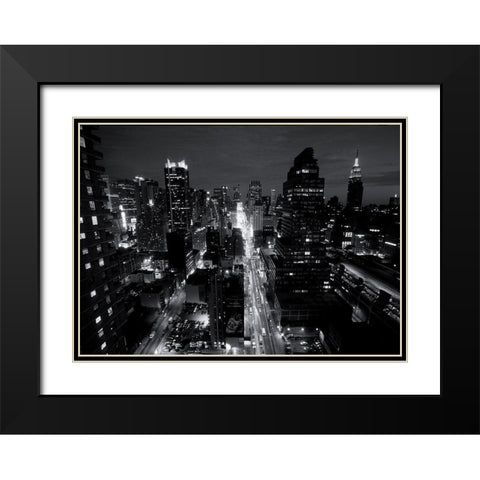 Traffic at night Black Modern Wood Framed Art Print with Double Matting by Setboun, Michel