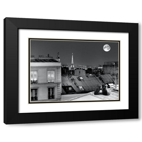 La Tour Eiffel de la rue St Eleuthere Black Modern Wood Framed Art Print with Double Matting by Carrara, Antoine