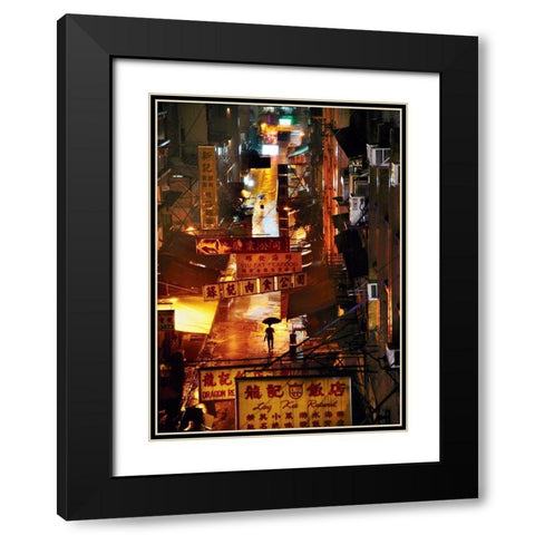 Hong Kong Black Modern Wood Framed Art Print with Double Matting by Jacrot, Christophe