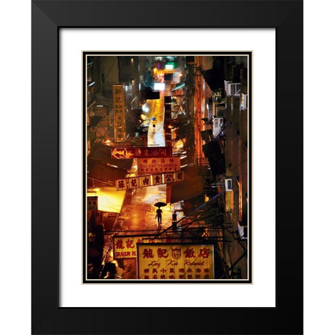 Hong Kong Black Modern Wood Framed Art Print with Double Matting by Jacrot, Christophe