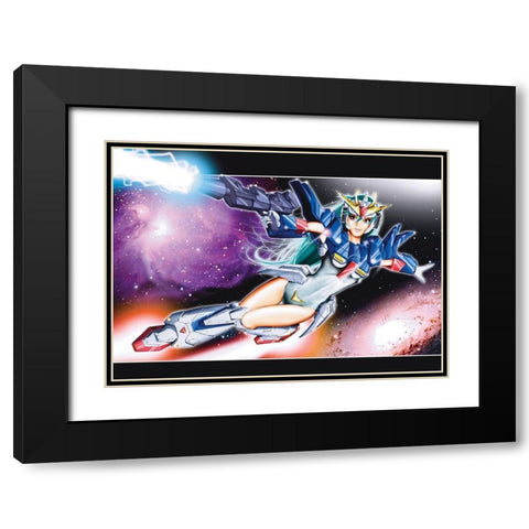Mecha Girl Black Modern Wood Framed Art Print with Double Matting by Zuleta, Miguel
