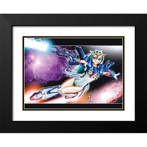 Mecha Girl Black Modern Wood Framed Art Print with Double Matting by Zuleta, Miguel