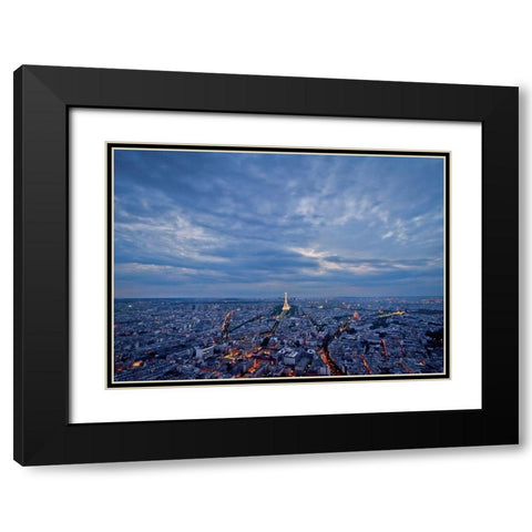 Ciel de Paris Black Modern Wood Framed Art Print with Double Matting by Ros, Vincent