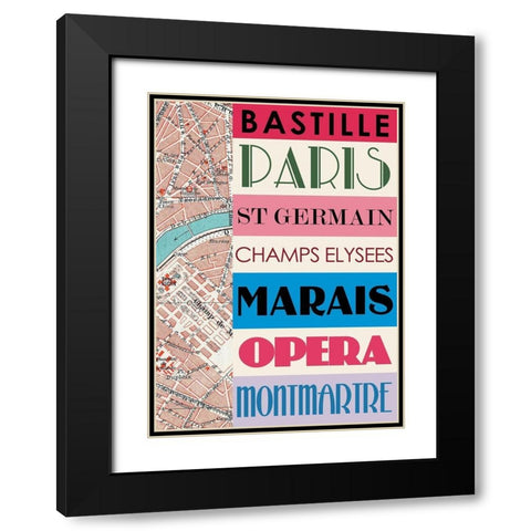 Paris bastille Black Modern Wood Framed Art Print with Double Matting by BRAUN Studio