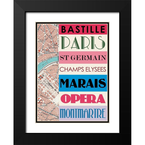 Paris bastille Black Modern Wood Framed Art Print with Double Matting by BRAUN Studio