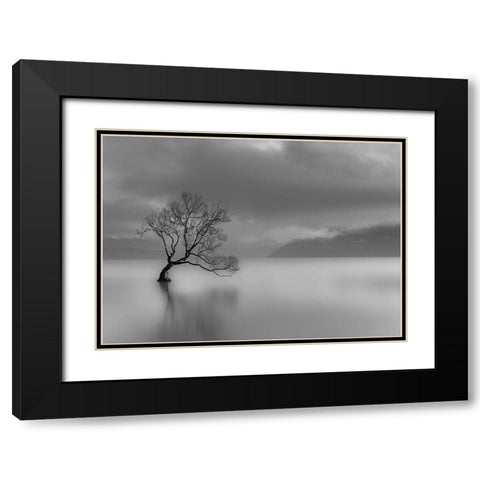 Larbre du lac Black Modern Wood Framed Art Print with Double Matting by Braun Studio