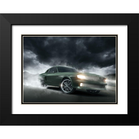 Go fast 1 Black Modern Wood Framed Art Print with Double Matting by Braun Studio