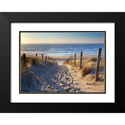 Plage 15 Black Modern Wood Framed Art Print with Double Matting by Braun Studio