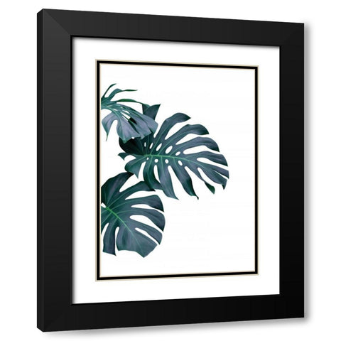 Monstera Black Modern Wood Framed Art Print with Double Matting by Braun Studio
