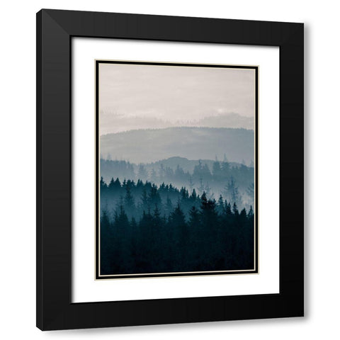 Grey Mountains Black Modern Wood Framed Art Print with Double Matting by Braun Studio