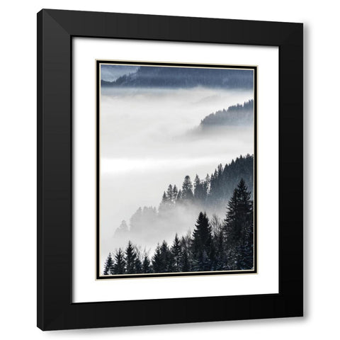 Misty Mountains Black Modern Wood Framed Art Print with Double Matting by Braun Studio