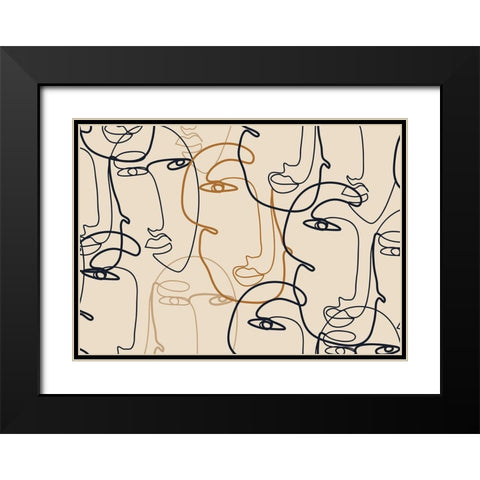 Profils Black Modern Wood Framed Art Print with Double Matting by BRAUN Studio