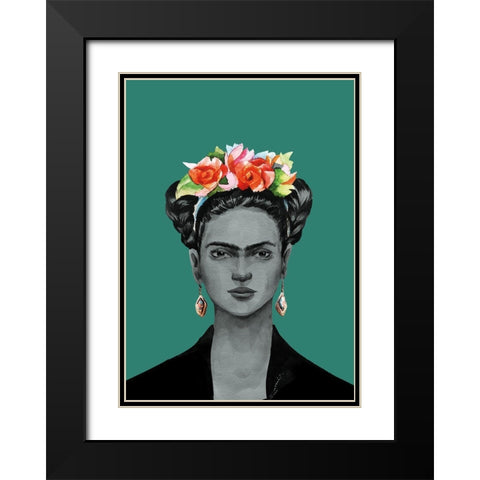 Frida Black Modern Wood Framed Art Print with Double Matting by BRAUN Studio