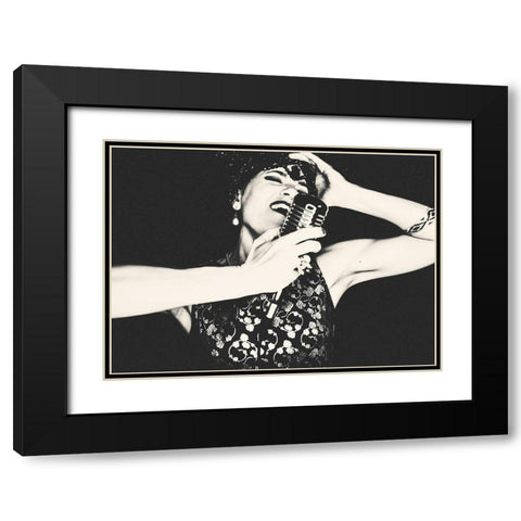 Sing Black Modern Wood Framed Art Print with Double Matting by BRAUN Studio