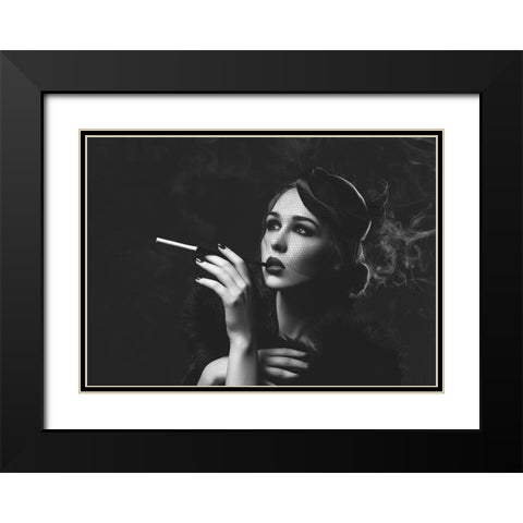 Smoke and Dream Black Modern Wood Framed Art Print with Double Matting by BRAUN Studio