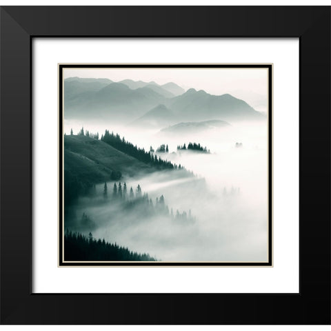 Braun Studio - Misty mountains II Black Modern Wood Framed Art Print with Double Matting by Braun Studio