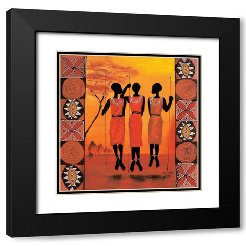 African Girls III Black Modern Wood Framed Art Print with Double Matting by Dahlke, Izabella