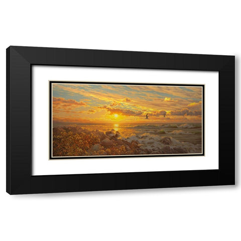 Sunset above the Sea I Black Modern Wood Framed Art Print with Double Matting by Adamov, Alexey