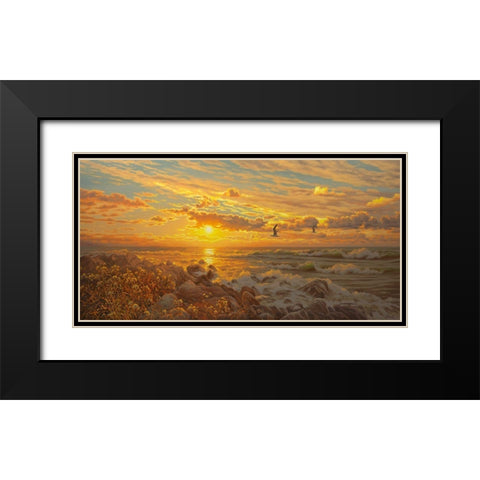 Sunset above the Sea I Black Modern Wood Framed Art Print with Double Matting by Adamov, Alexey