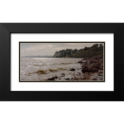 Surf Black Modern Wood Framed Art Print with Double Matting by Adamov, Alexey