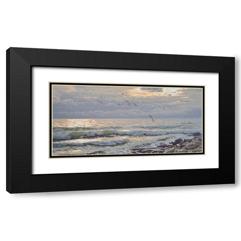 Warm Sea I Black Modern Wood Framed Art Print with Double Matting by Adamov, Alexey
