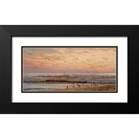 Seagulls  Black Modern Wood Framed Art Print with Double Matting by Adamov, Alexey