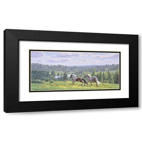 Open Spaces Black Modern Wood Framed Art Print with Double Matting by Adamov, Alexey